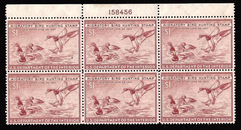 RW13 Mint,OG,NH... Plate Block of 6... SCV $310.00