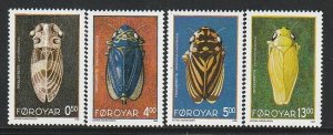 1995 Faroe Islands - Sc 276-9 - MNH VF - 4 single - Leafhoppers