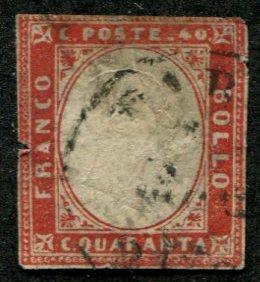 Sardinia SC# 13 Victor Emmanuel, 40c, cancelled