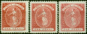 Virgin Islands 1887-89 1d All 3 Shades SG32-34 V.F LMM