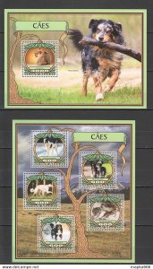 2016 Guinea-Bissau Fauna Pets Animals Dogs Caes 1Kb+1Bl ** Stamps St817