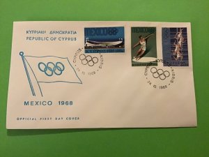 Cyprus First Day Cover Olympics Mexico 1968 Stamp Cover R43239