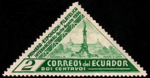 ✔️ ECUADOR 1936 - INT. PHILATELIC EXPO QUITO TRAINGLES - SC. 352 MH [015]