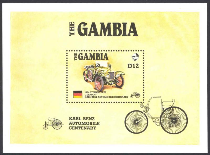 Gambia Sc# 629 MNH Souvenir Sheet 1986 12d 1924 Steiger 10/50