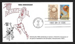 UNITED STATES FDC 29¢ Basketball COMBO 1991 KMC Venture