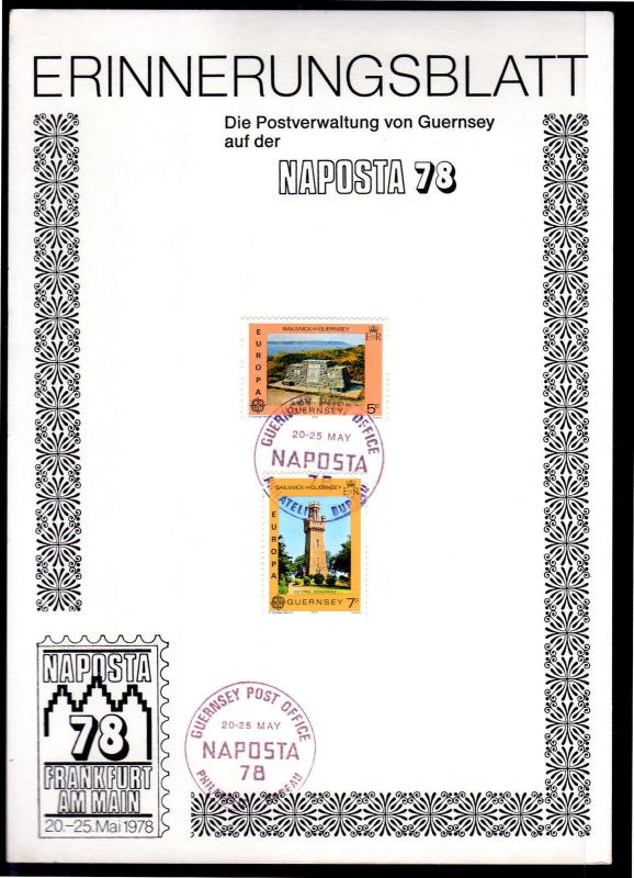 GUERNSEY #161-162  1978  EUROPA  SOUVENIR CARD