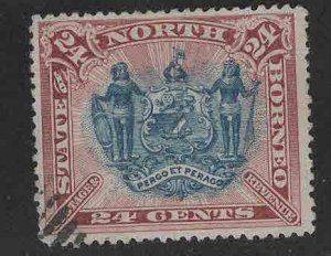 North Borneo Scott 67 Used 24c Coat of Arms stamp