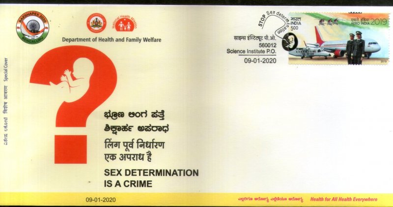 India 2020 Sex Determination Is a Crime Health Medical Special Cover # 18690