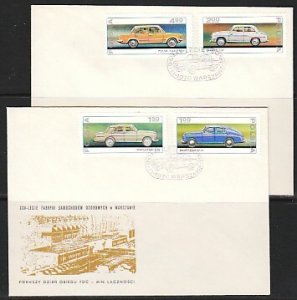 Poland, Scott cat. 2180-2183. Automobiles issue. 2 First Day Covers. ^