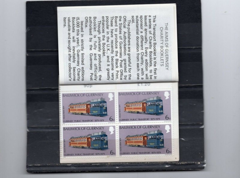 GUERNSEY 1979 PUBLIC TRANSPORTATION SET OF 4 GUTTER PAIRS & BOOCLET MNH