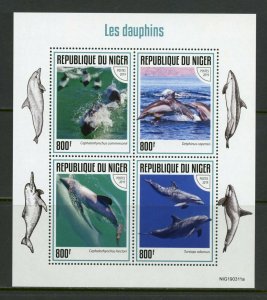 NIGER 2019 DOLPHINS SHEET  MINT NEVER HINGED