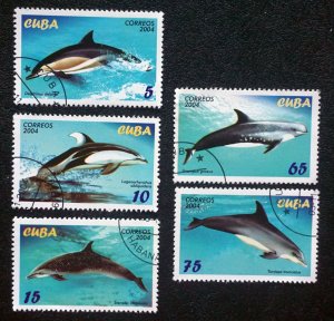 CUBA Sc# 4425-4429 MARINE MAMMALS fish life Cpl set of 5  2004  used cto