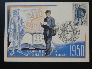 postal history postman stamp day Lyon maximum card France 1950