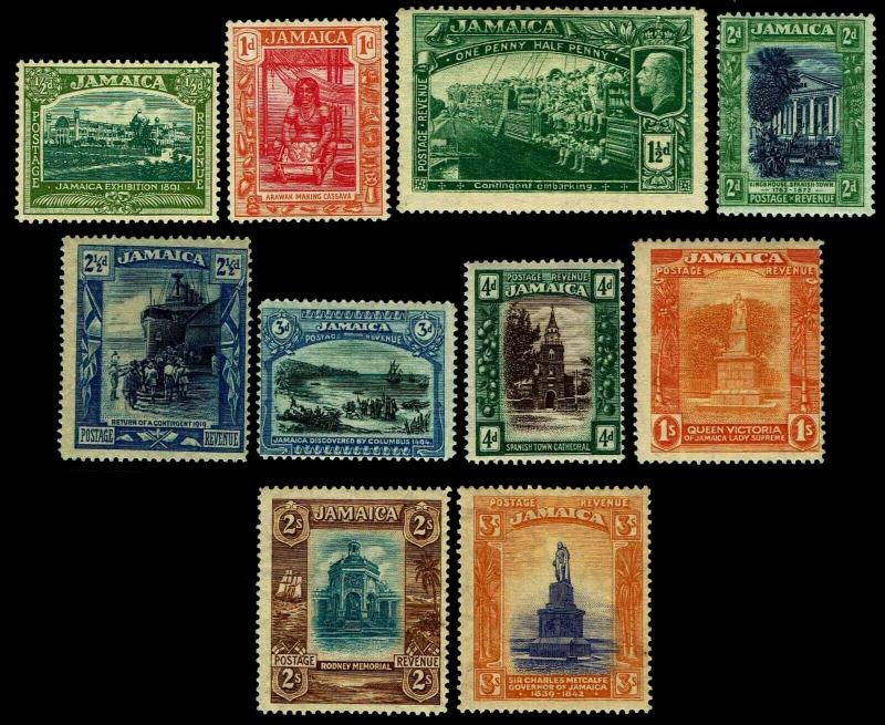 1919-21 Jamaica #75-85 Early Commemoratives - OGHR - Fine+ - CV$60.55 (ESP#3528)