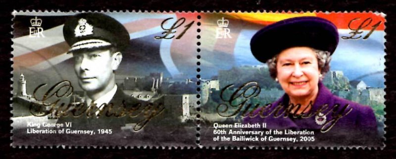 Guernsey 2005 King George, Queen Elizabeth II 2v £2 Scott.866 Used