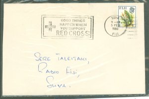 Fiji 308b 1980 Red Cross, health, medicine - slogan postmark, Suva, Fiji local address, bit age wear