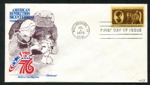 #1458 8c Wigmaker FDC - Fleetwood cachet - Williamsburg, Virginia - July 4, 1972