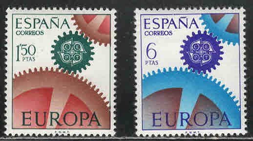 Spain #1465-66 ~ Cplt Set of 2 ~ Europa ~ Unused, LHM, 1.5p Gum Tag  (1967)