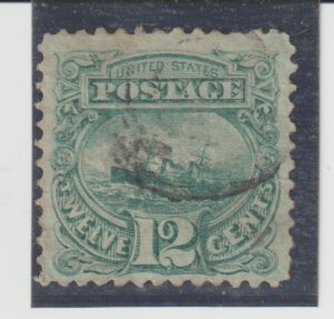 US Scott #117 Used XF 12¢ Adriatic,  Fancy Cancel,ith slight thin SCV $130.00