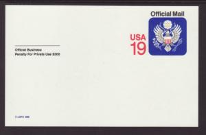 US UZ5 Official Mail Eagleand Shield Postal Card Unused