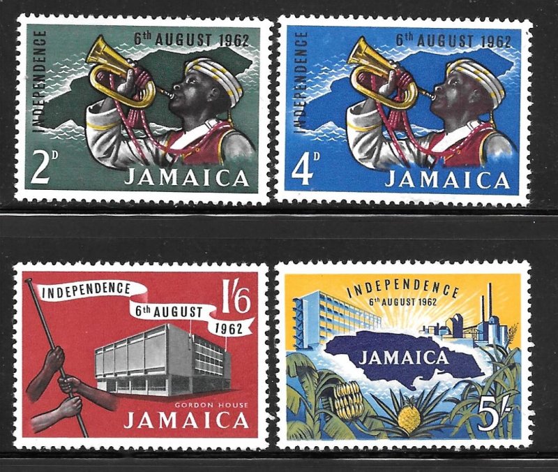 Jamaica 181-184: Zouave Bugler & Map of Jamaica, MH, VF
