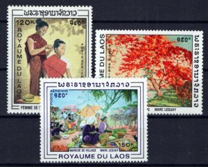 Laos C62-C64 MNH Semi-Postal Paintings Women Trees Village ZAYIX 0324S0045