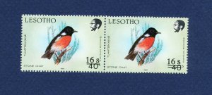 LESOTHO - # 806 - SG 948b 16s on 40s surcharge - MNH pair, One bar & two bars -c