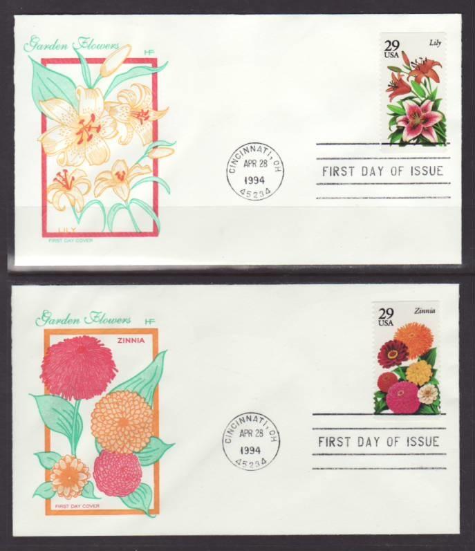 US 2829-2833 Flowers 1994 House Farnam S/5 U/A FDC 