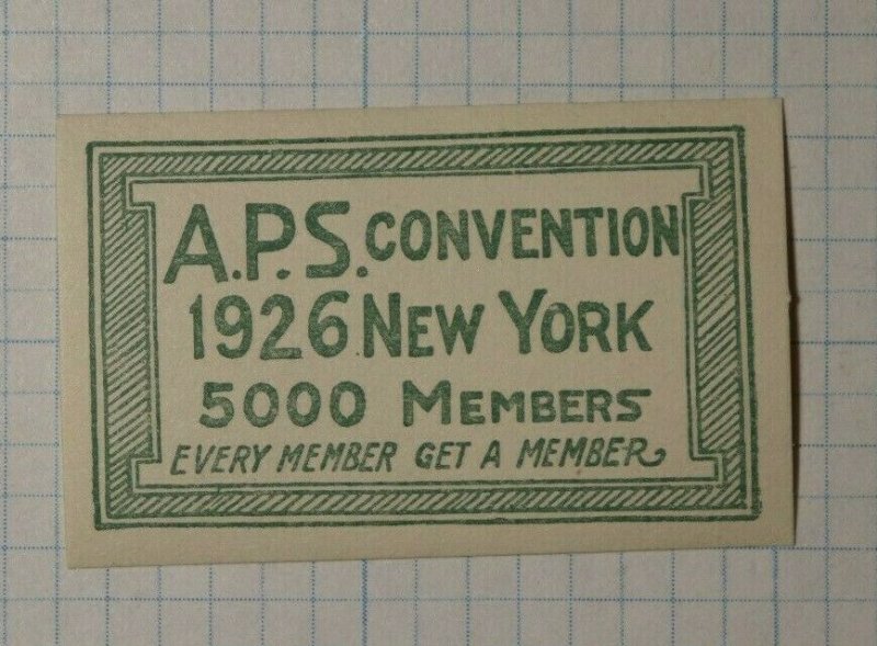 APS Convention 1926 NY 5000 Members Philatelic Souvenir Ad Label