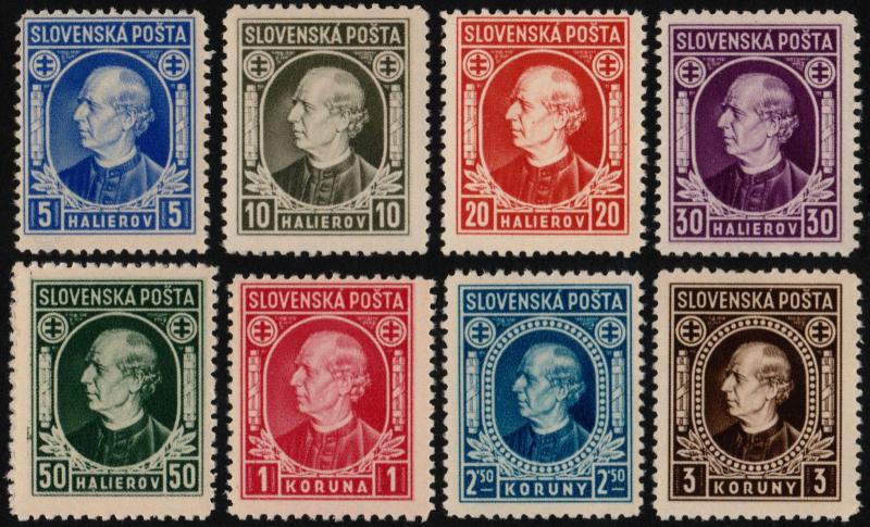 ✔️ SLOVAKIA 1939 - ANDREJ HLINKA PERF 12½ - SC.26/33 MNH OG [SK0026]