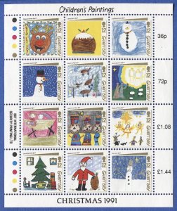 GUERNSEY 1991 Sc 464 Mint NH s/s VF, Christmas - Children's Paintings