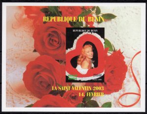 Benin 2003 St.Valentine's Day-Marilyn Monroe-Roses S/S IMPERFORATED  MNH VF