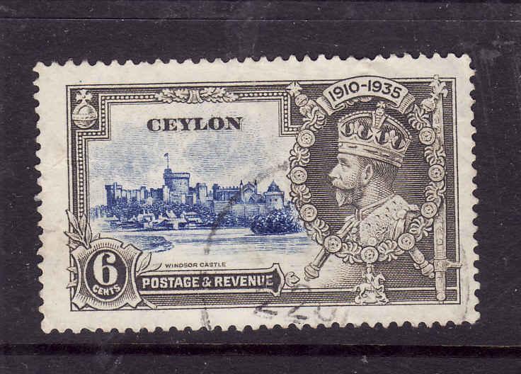 Ceylon-Sc#260-used KGV-6c Silver Jubilee-1935-