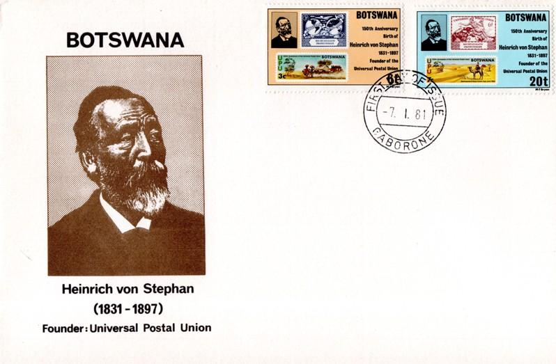 Botswana - 1981 Heinrich von Stephan FDC SG 477-478