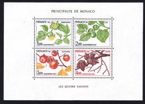 Monaco 1315 MNH 1981 Persimmon Branch in Different Seasons Souvenir Sheet of 4