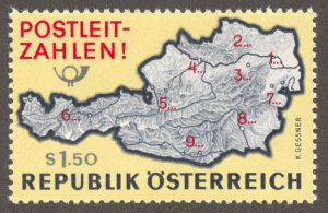 Austria Scott 756 MNHOG - 1966 Postal Zone Numbers Introduction