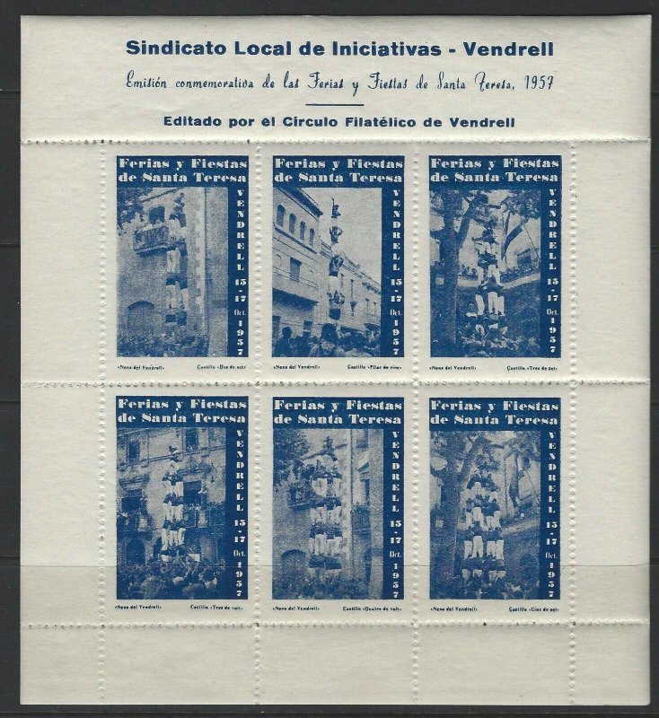 1957 SINDICATO LOCAL DE INICIATIVAS VENDRELL POSTER STAMPS CINDERELLAS SHEETS