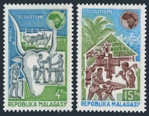 Malagasy 504-505 blocks/4,MNH.Michel 705-706. Malagasy Boy Scouts 1974.