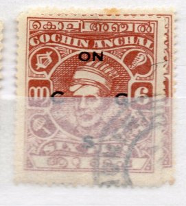 India Cochin 1944 Early Issue used Shade of 6p. Optd NW-16165