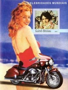 Guinea Bissau 2003 MARILYN MONROE Elvis Motorcycle s/s Perforated Mint (NH)