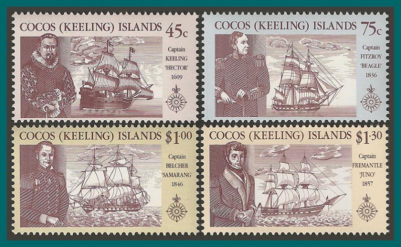 Cocos 1990 Navigators & Ships, MNH 218-221,SG223-SG226