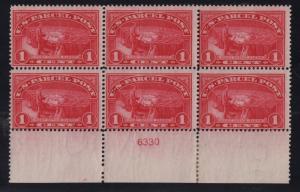 1913 Parcel Post Sc Q1 MHR plate block of 6  CV $105