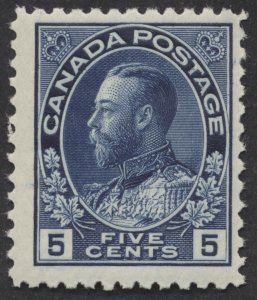 Canada #111 5c George V Admiral, Mint OG Fine Centered HInged