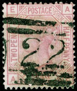 SG141, 2½d rosy mauve PLATE 8, USED. Cat £60. AE 