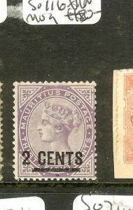 MAURITIUS  ((P1701B) QV 2C/38C  SG116  MOG