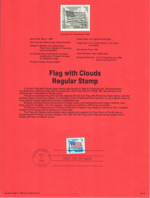 US SP786 Flag with Clouds Souvenir Page #2278