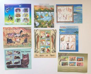 Special Unit! Cats, Feline, Pets - 21 Sheets of Stamps, 18 S/S & 4 Sets - MNH