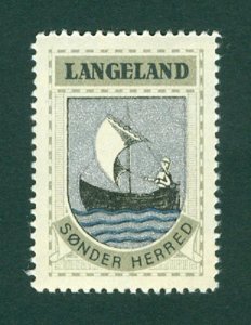 Denmark. Poster Stamp 1940/42. Mnh. District: Langeland. Coats Of Arms:Sail Ship