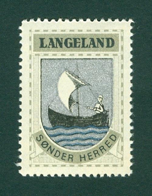 Denmark. Poster Stamp 1940/42. Mnh. District: Langeland. Coats Of Arms:Sail Ship