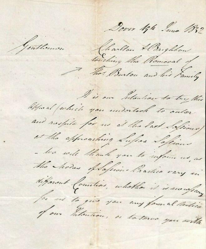 GB LETTER Dover *Removal Order* 1832 {samwells-covers} MS1892 